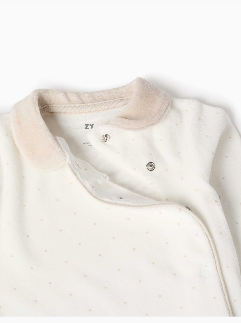 Pyjama en velours avec motif à pois Blanc - Kiabi