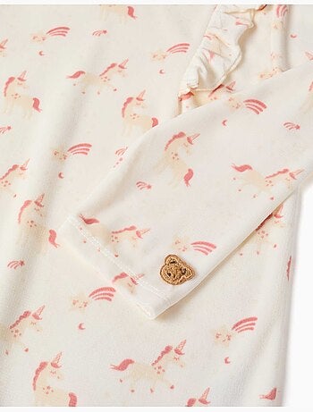Pyjama en velours avec motif licorne et étoile