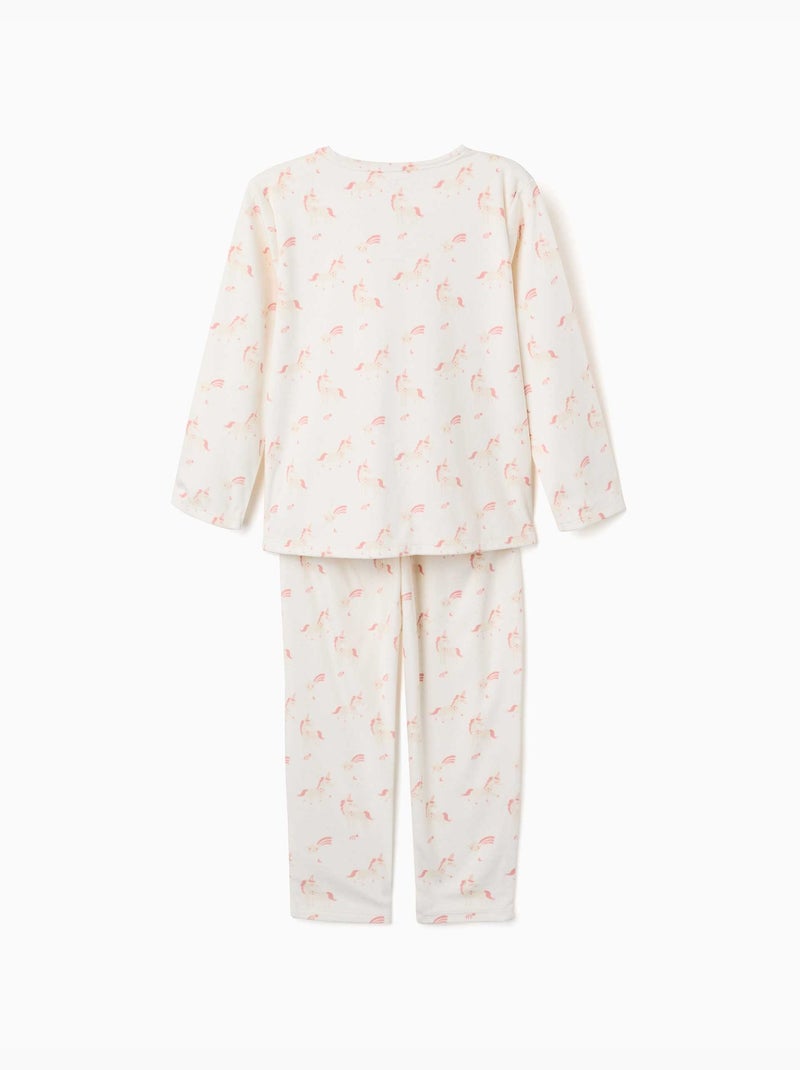 Pyjama en velours avec motif licorne et étoile Blanc - Kiabi