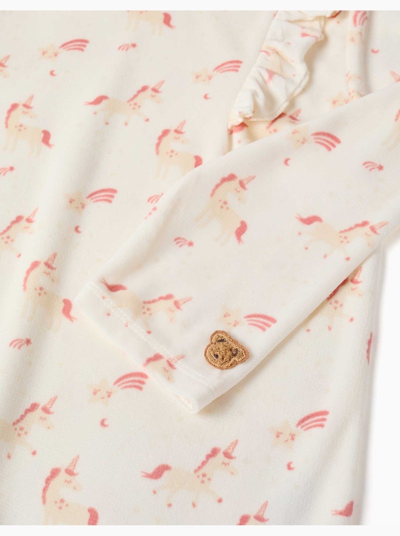 Pyjama en velours avec motif licorne et étoile Blanc - Kiabi