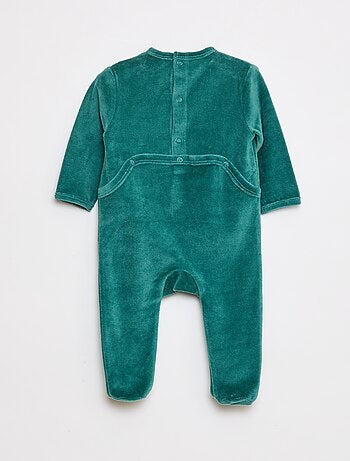 Pyjama en velours avec pieds et animation devant