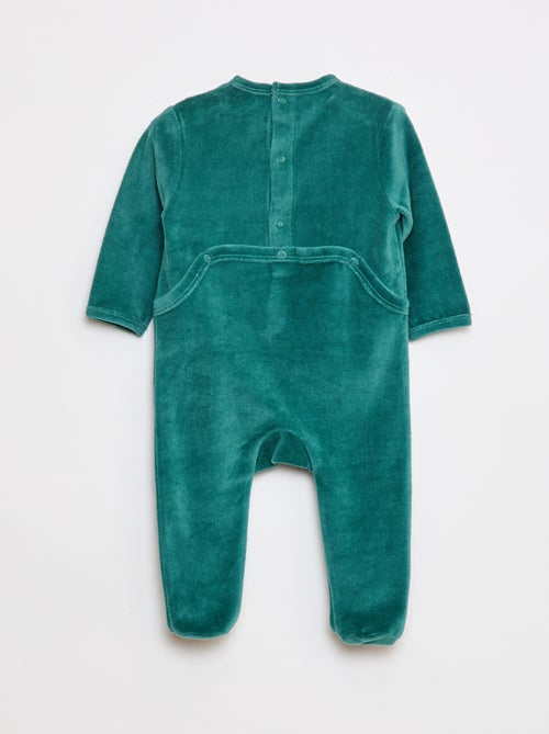 Pyjama en velours avec pieds et animation devant - Kiabi