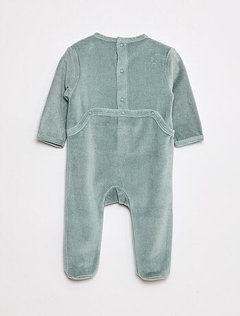 Pyjama en velours avec pieds et animation devant