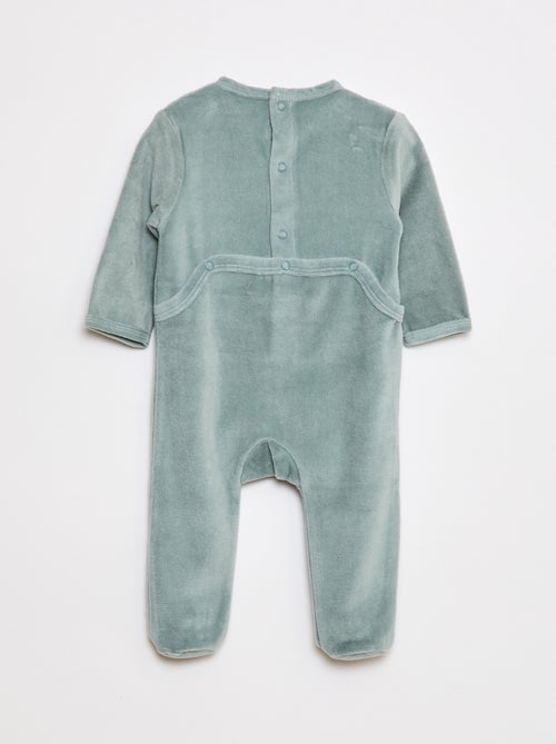 Pyjama en velours avec pieds et animation devant - Kiabi
