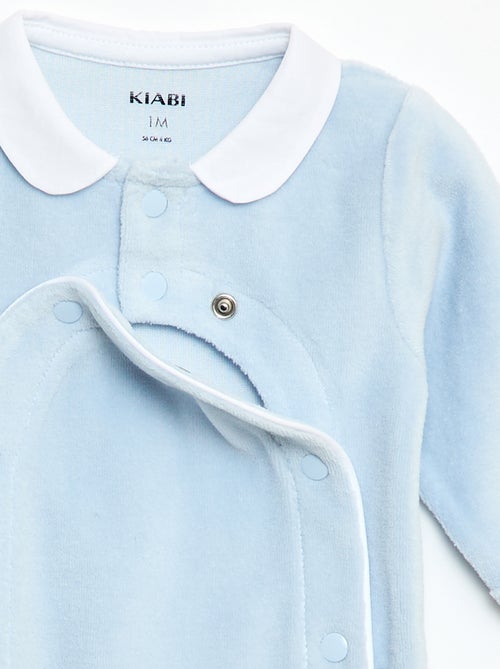 Pyjama en velours col claudine - Kiabi