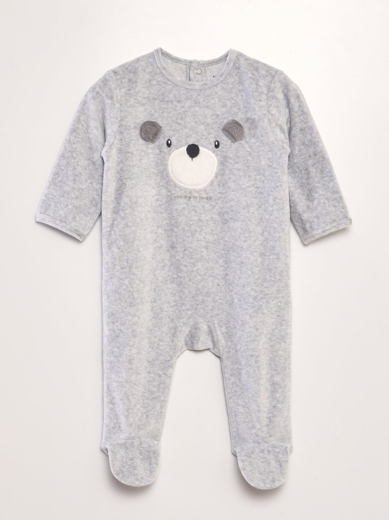 Pyjama en velours Gris - Kiabi