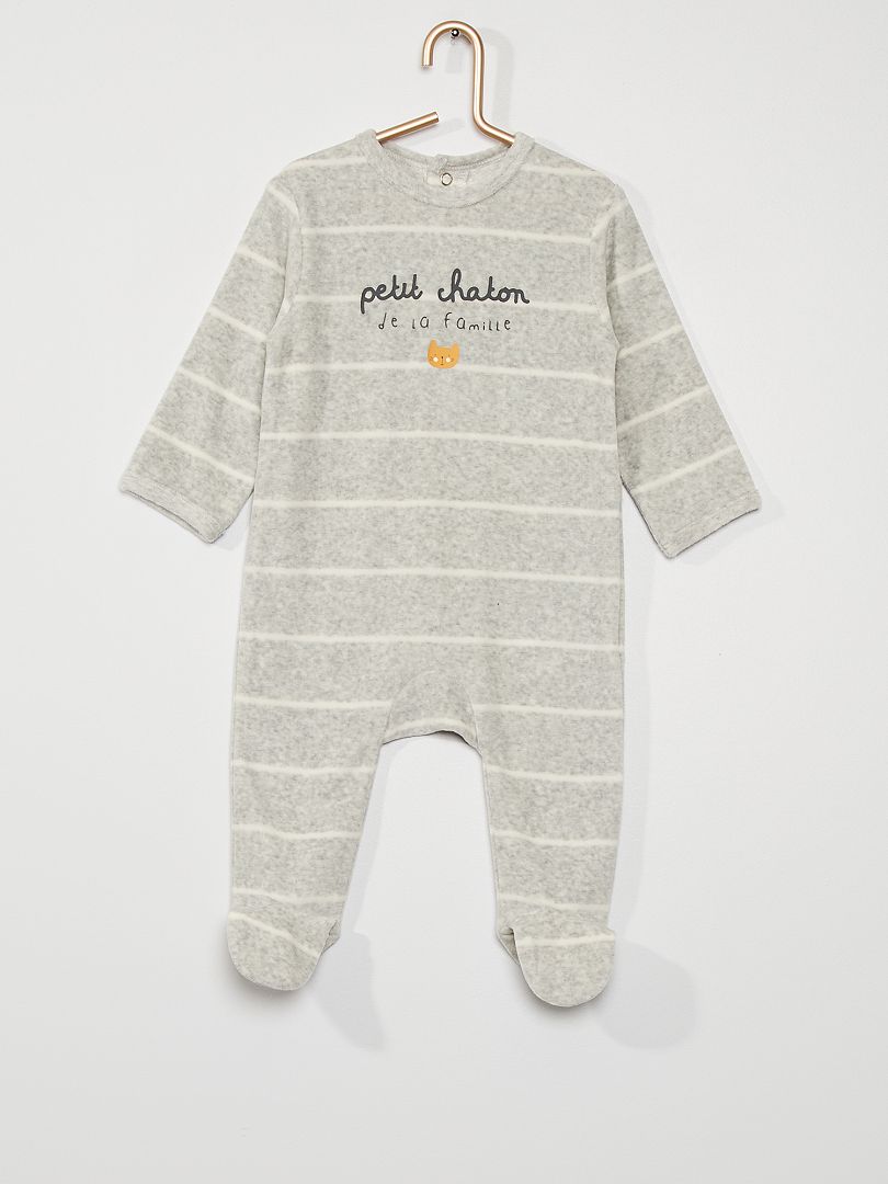 Pyjama en velours gris - Kiabi