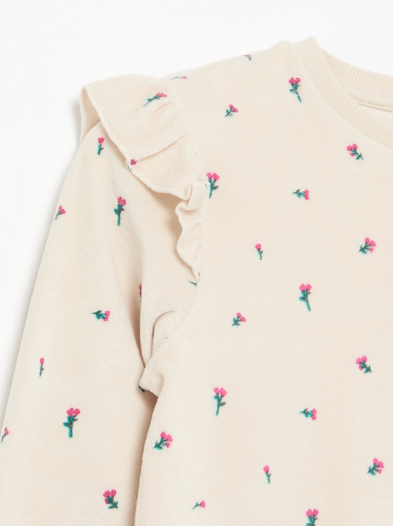 Pyjama en velours imprimé 2 pièces - Sweat + pantalon Rose - Kiabi