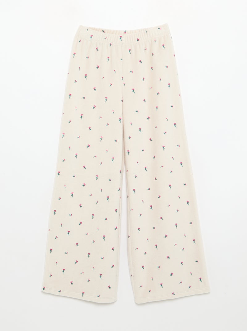 Pyjama en velours imprimé 2 pièces - Sweat + pantalon Rose - Kiabi