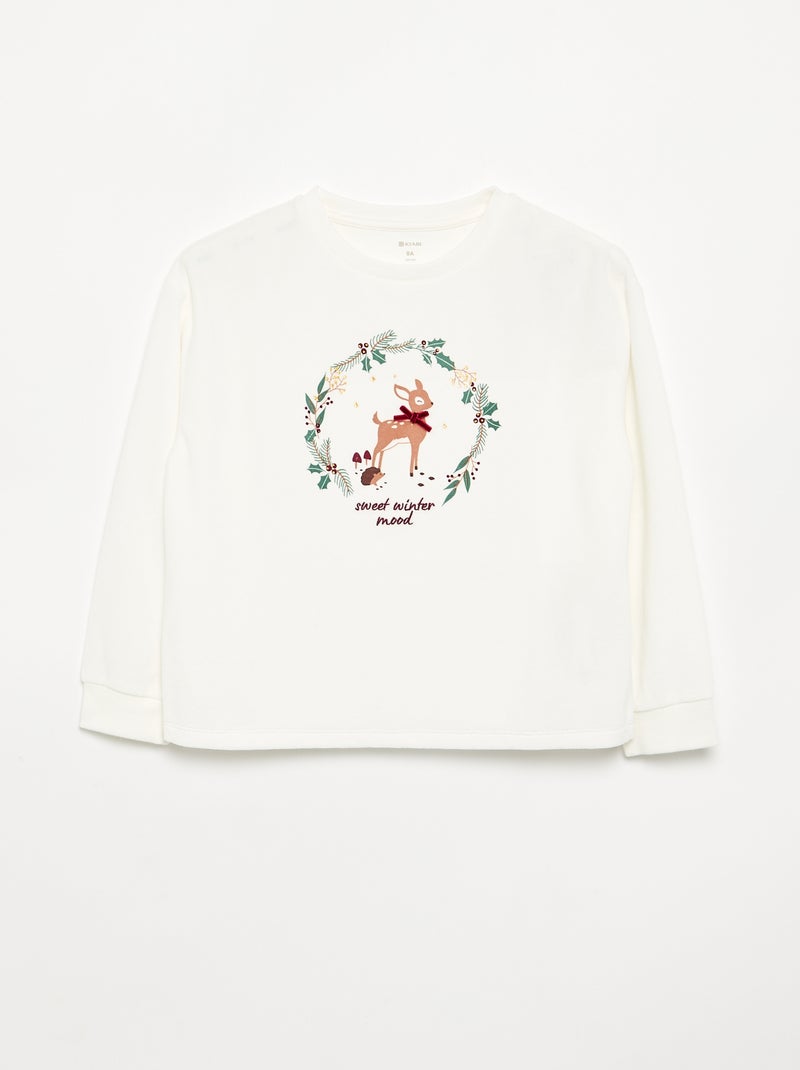 Pyjama en velours imprimé Blanc - Kiabi