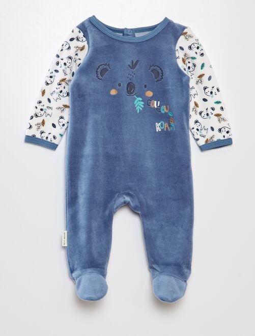 Pyjama bébé prématuré garçon 43 cm en velours bleu ciel Cigogne fabriqué au  Portugal à 9,99 €