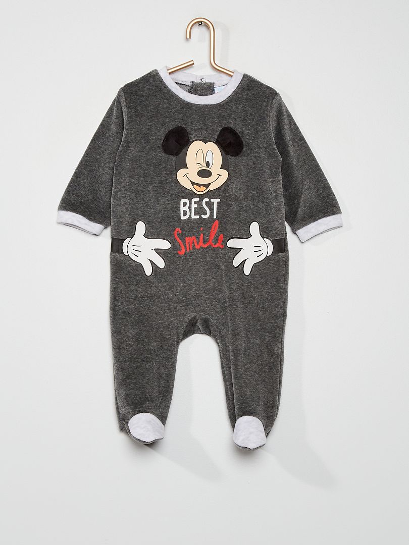Pyjama en velours 'Mickey' gris chiné - Kiabi
