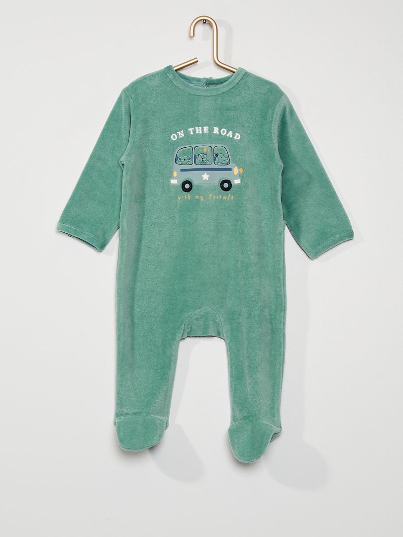 Pyjama en velours vert - Kiabi