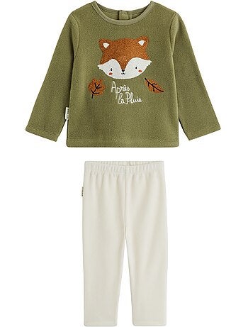 Pyjama enfant 2 pièces en polaire ginkgo