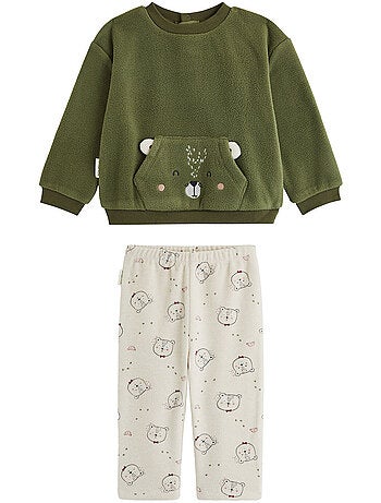Pyjama enfant 2 pièces en polaire pistache