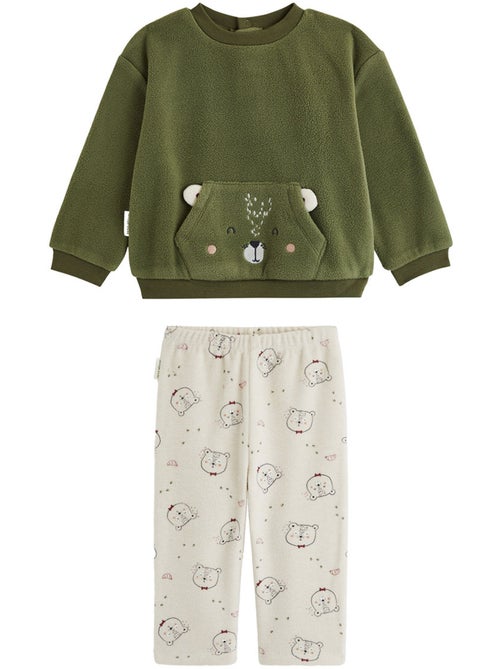 Pyjama enfant 2 pièces en polaire pistache - Kiabi Pyjama enfant 2 pièces en polaire pistache - Kiabi