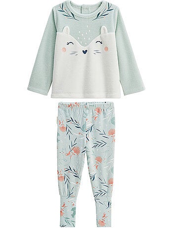 Pyjama enfant 2 pièces en velours à pieds retroussables Dina
