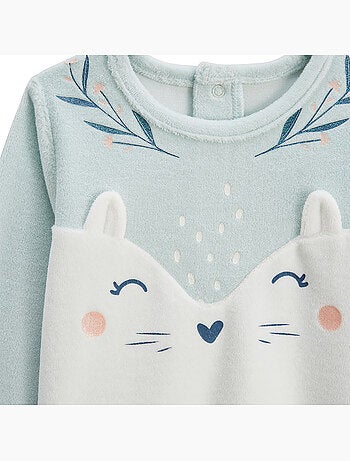 Pyjama enfant 2 pièces en velours à pieds retroussables Dina