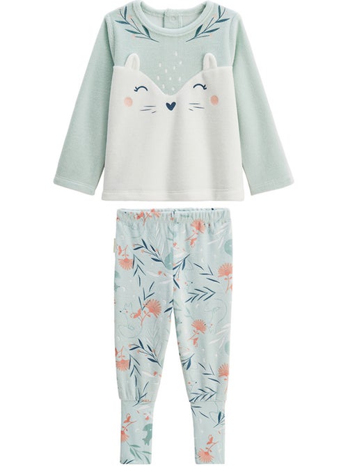 Pyjama enfant 2 pièces en velours à pieds retroussables Dina - Kiabi Pyjama enfant 2 pièces en velours à pieds retroussables Dina - Kiabi