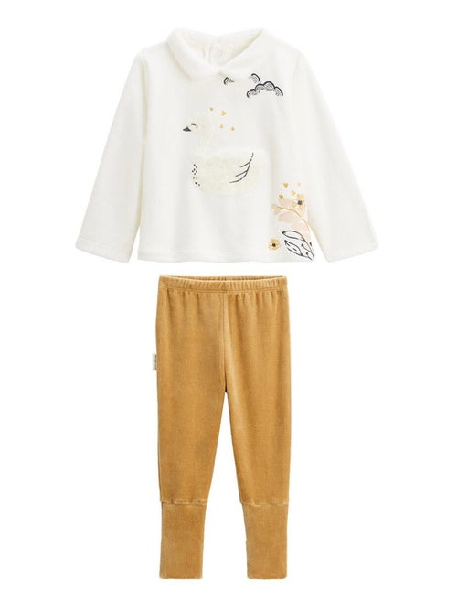 Pyjama enfant 2 pièces en velours à pieds retroussables Swan - Kiabi Pyjama enfant 2 pièces en velours à pieds retroussables Swan - Kiabi