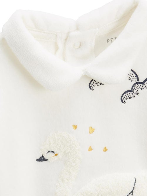 Pyjama enfant 2 pièces en velours à pieds retroussables Swan - Kiabi Pyjama enfant 2 pièces en velours à pieds retroussables Swan - Kiabi