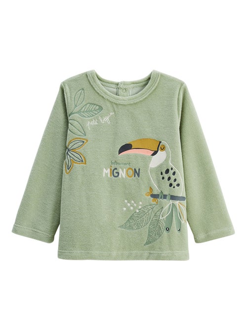 Pyjama enfant 2 pièces en velours avec pieds retroussables Boavista - Kiabi