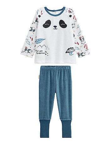 Pyjama enfant 2 pièces en velours avec pieds retroussables tao