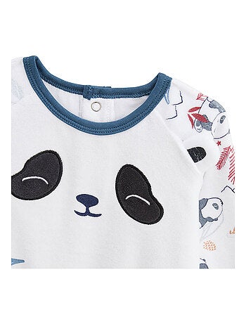 Pyjama enfant 2 pièces en velours avec pieds retroussables tao