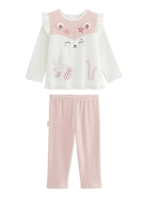 Pyjama enfant 2 pièces en velours écru Louisa - Kiabi Pyjama enfant 2 pièces en velours écru Louisa - Kiabi
