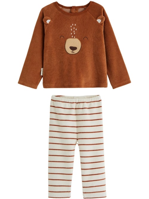 Pyjama enfant 2 pièces en velours Moka - Kiabi