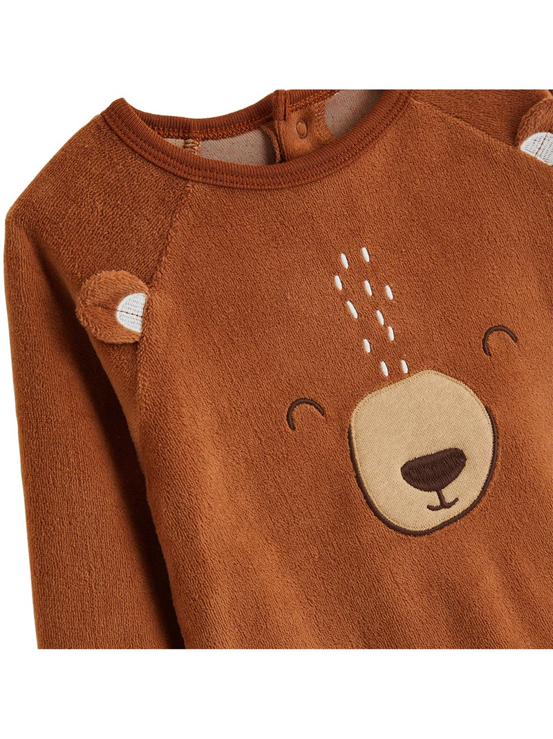 Pyjama enfant 2 pièces en velours Moka Marron - Kiabi