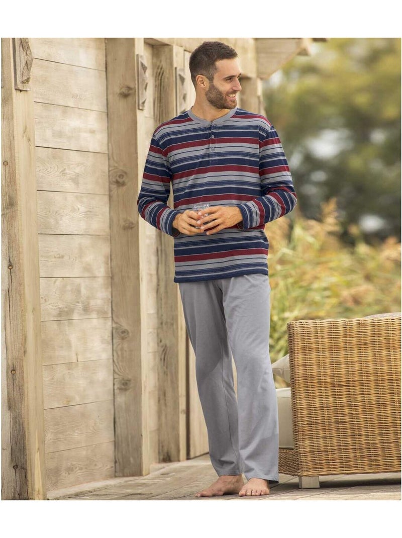 Pyjama extra comfort - atlas for men Blauw Rood Grijs - Kiabi