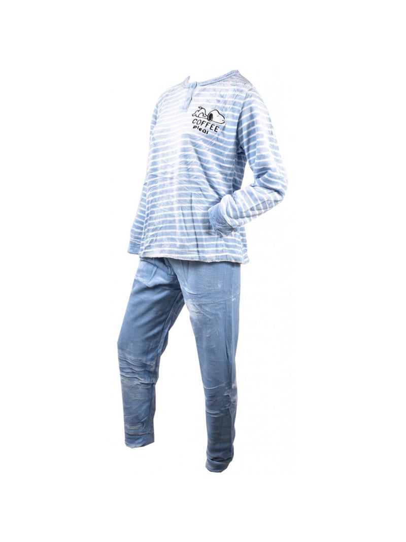 Pyjama Femme Long SWEET SECRET Bleu - Kiabi