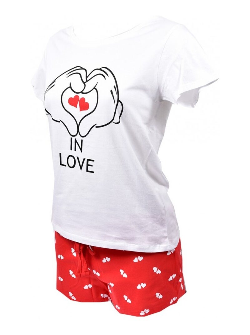 Pyjama Femme MINNIE en Coton - Pack de 2 Blanc Rouge - Kiabi