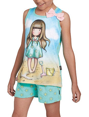 Pyjama fille short débardeur hello summer santoro