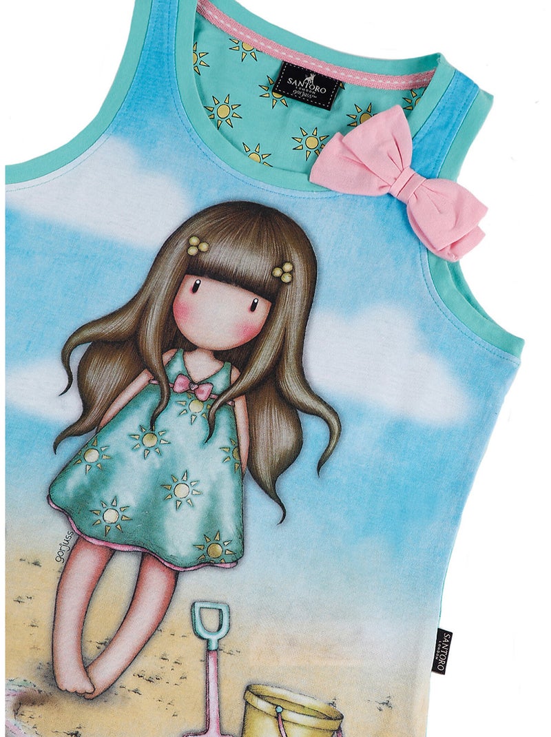 Pyjama fille short débardeur hello summer santoro Bleu - Kiabi