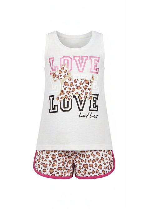 Pyjama fille short débardeur loulou jungle beige - Kiabi Pyjama fille short débardeur loulou jungle beige - Kiabi