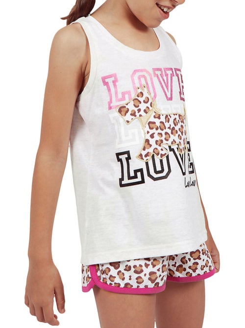 Pyjama fille short débardeur loulou jungle beige - Kiabi Pyjama fille short débardeur loulou jungle beige - Kiabi