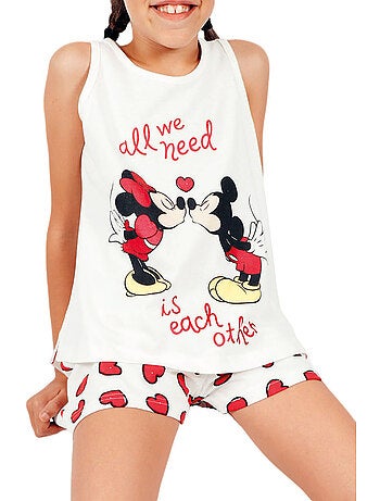 Pyjama fille short débardeur love mouse disney ivoire