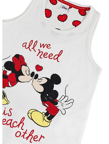 Pyjama fille short débardeur love mouse disney ivoire