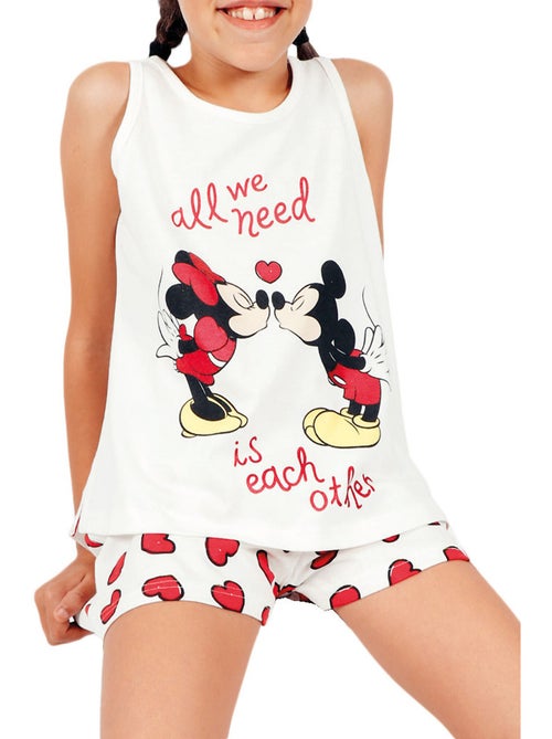 Pyjama fille short débardeur love mouse disney ivoire - Kiabi Pyjama fille short débardeur love mouse disney ivoire - Kiabi