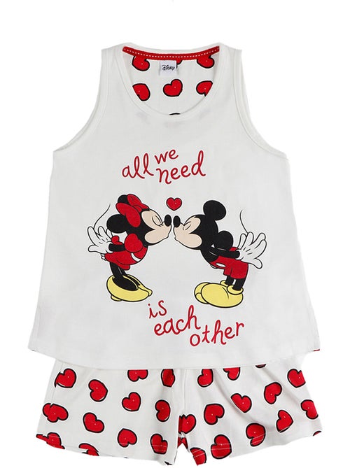 Pyjama fille short débardeur love mouse disney ivoire - Kiabi Pyjama fille short débardeur love mouse disney ivoire - Kiabi