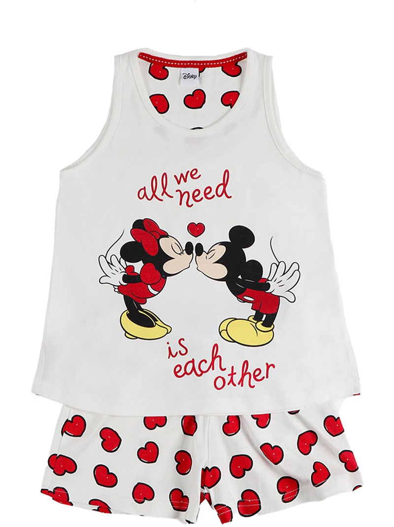 Pyjama fille short débardeur love mouse disney ivoire Ecru - Kiabi