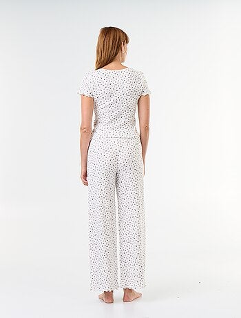Pyjama gaufrée t-shirt + pantalon à motif - 2 pièces