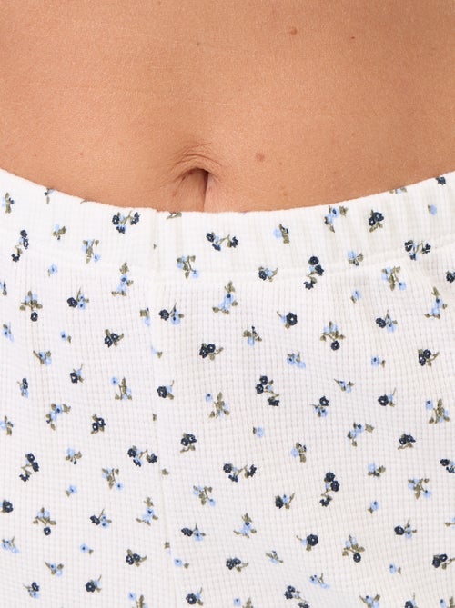 Pyjama gaufrée t-shirt + pantalon à motif - 2 pièces - Kiabi