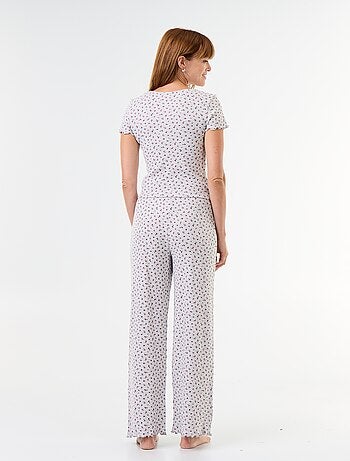 Pyjama gaufrée t-shirt + pantalon à motif - 2 pièces