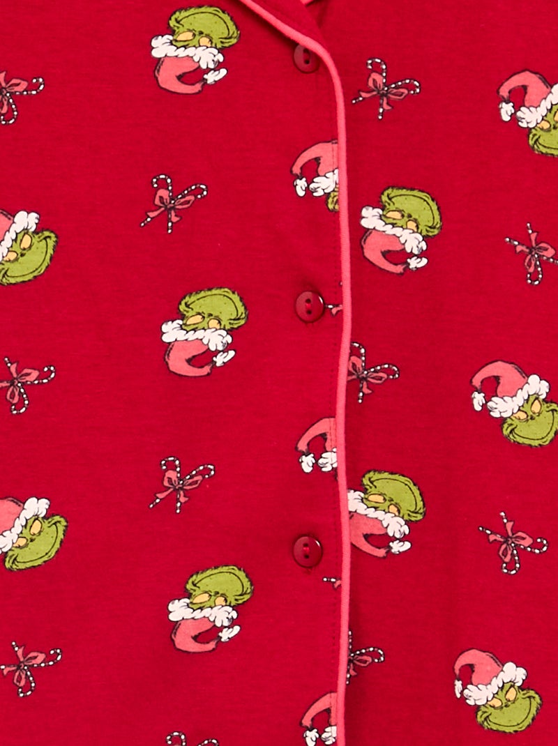 Pyjama 'Grinch' 2 pièces - Veste + pantalon Rouge - Kiabi