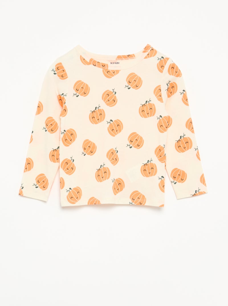 Pyjama 'Halloween' 2-delig - T-shirt met lange mouwen + broek Biege - Kiabi
