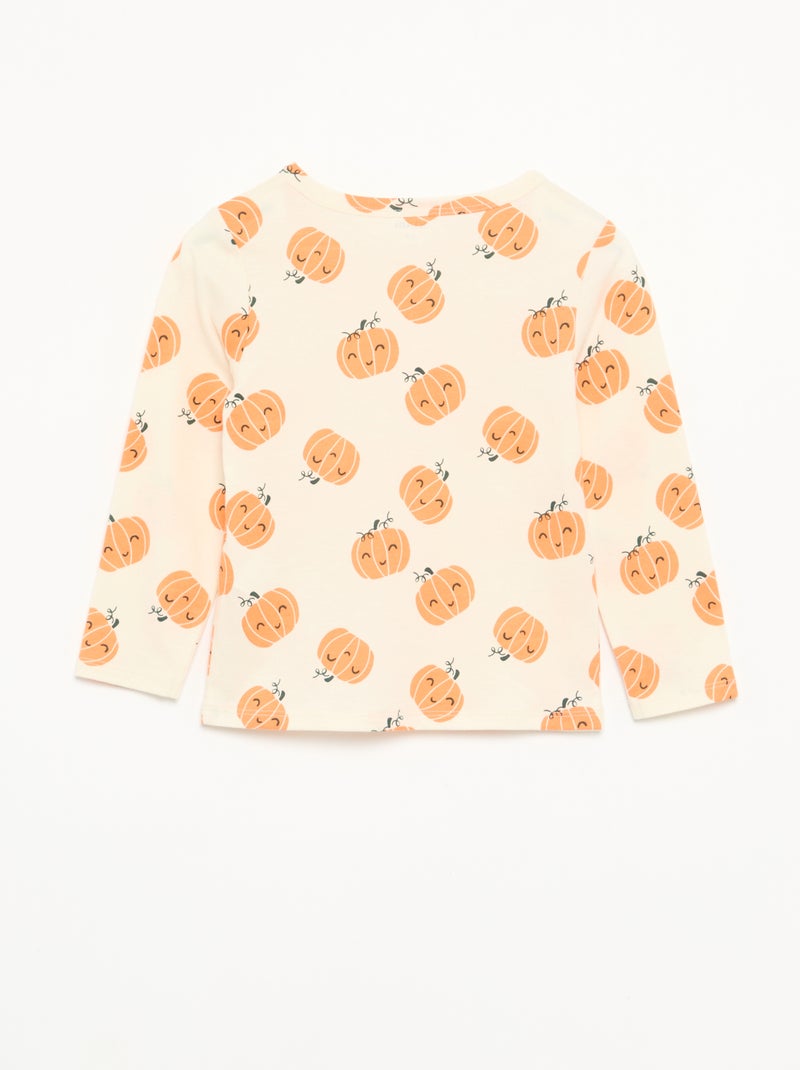 Pyjama 'Halloween' 2-delig - T-shirt met lange mouwen + broek Biege - Kiabi
