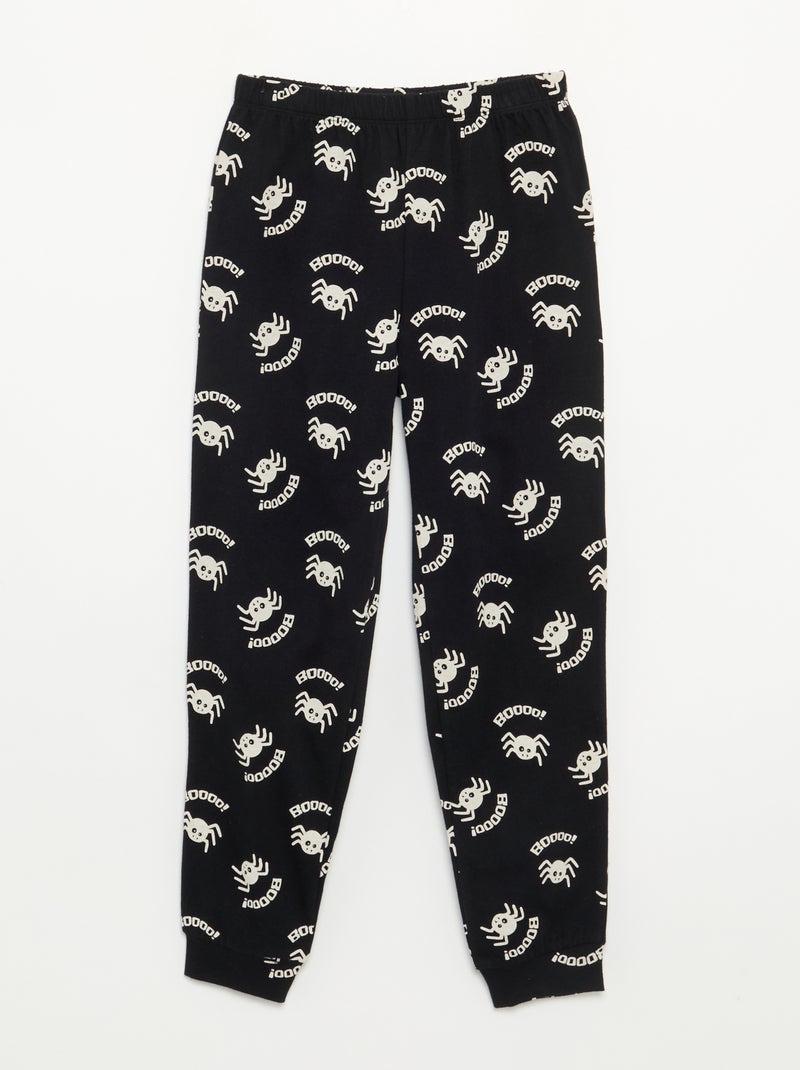 Pyjama 'Halloween' 2 pièces - T-shirt à manches longues + pantalon Noir - Kiabi